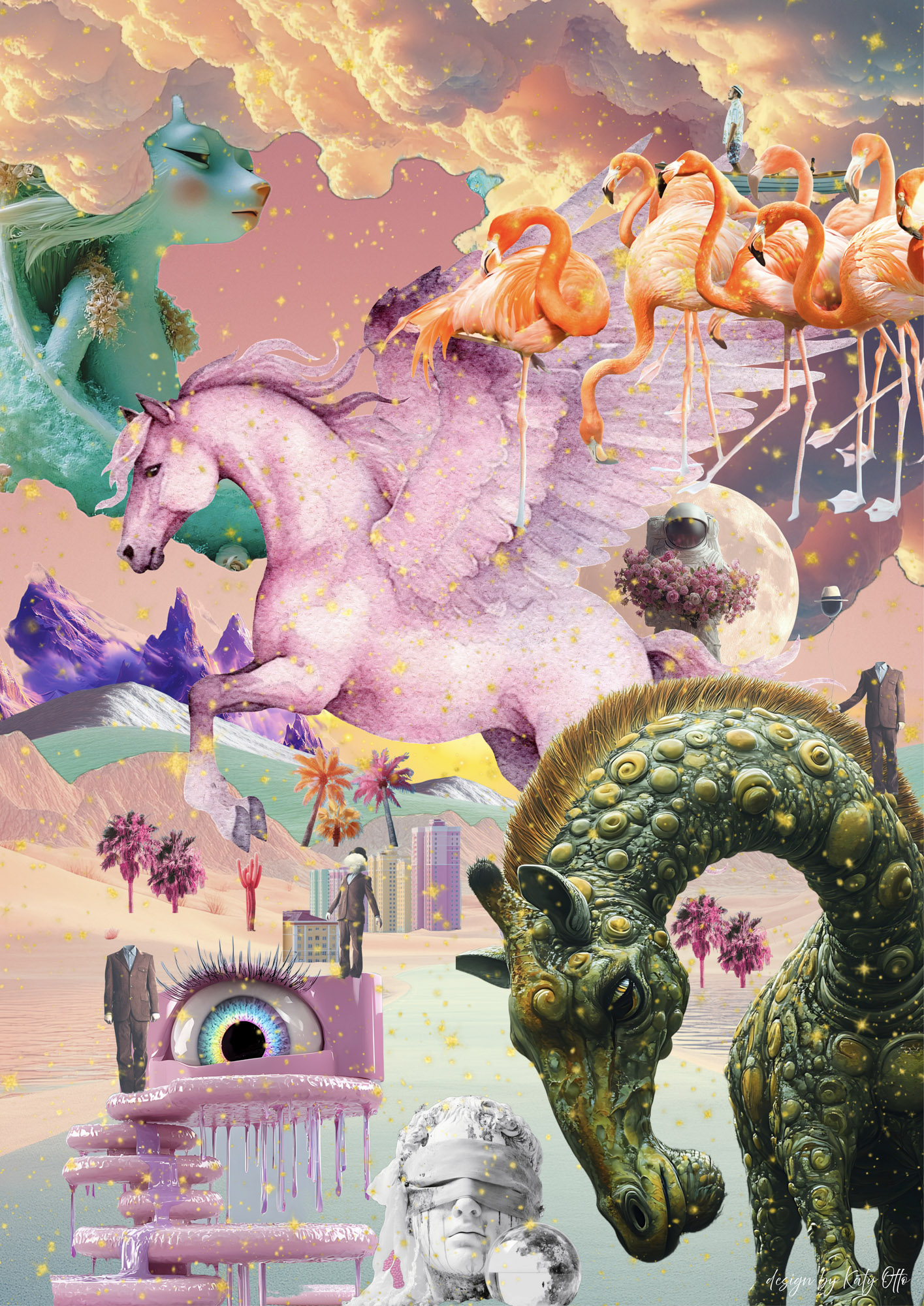 Collage Art Horses Surreal